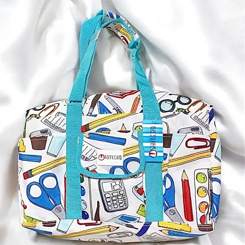 SHYLERO………..School themed Waterproof Utility Tote Bag with 21 Pockets. New w/Tag